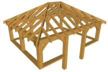 Oak Gazebo 5.01m (w) x 4.01m (d) x 3.59m (h) - 195mm Posts - Kit Form