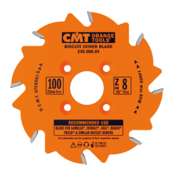 CMT - Biscuit Joiner Saw Blade Hw 100X3.96/3X22+4 Z8 Atb