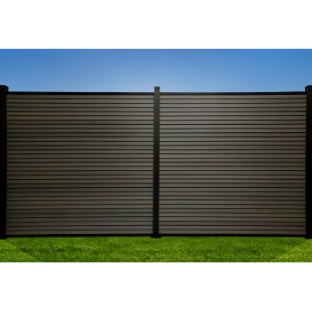 FencePlus - KIT - Slatted Fence Panel - Grey (inc. 2.4m Posts)