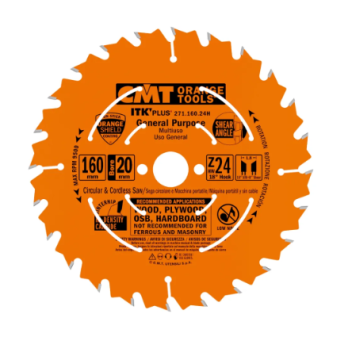 ITK PLUS RIP AND CROSSCUT SAW BLADE HW 165X1.7X20(+15,87) Z=24 ATB+SHE