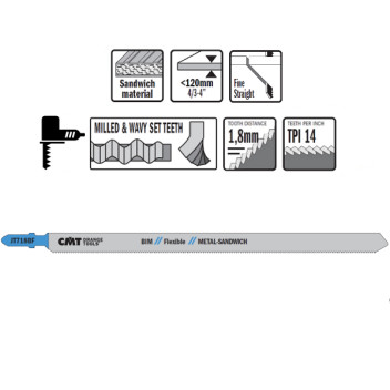 3 JIG SAW BLADES HSS 185?1,8x14TPI (METAL-SANDWICH PANELS/STRAIGHT/FIN