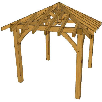 Oak Gazebo 2.4m (w) x 2.4m (d) x 3.0m (h) - 145mm Posts - Kit Form